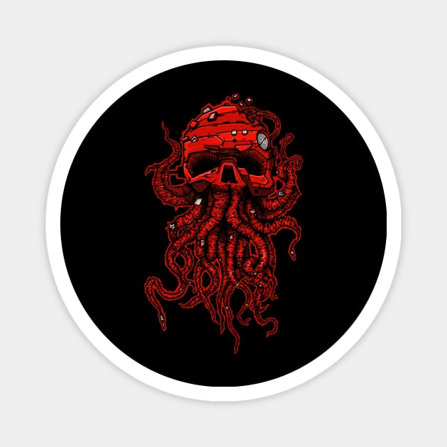 red skull kraken Magnet by manuvila